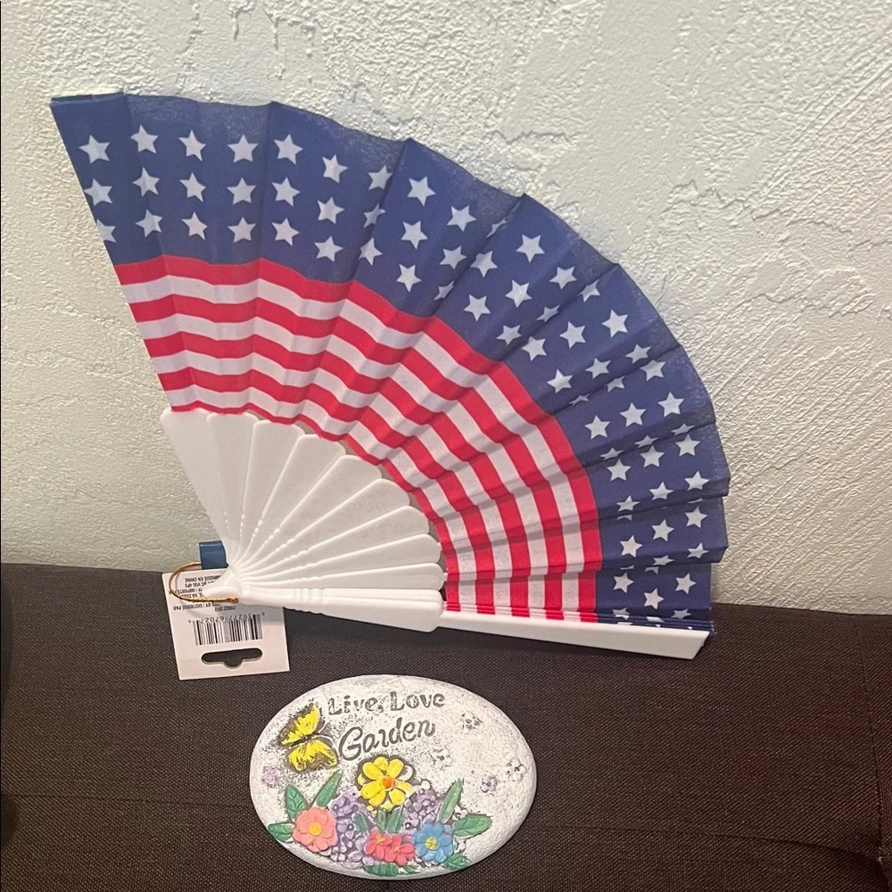 #1540+Patriotic Hand Fan with Stars and Stripes
